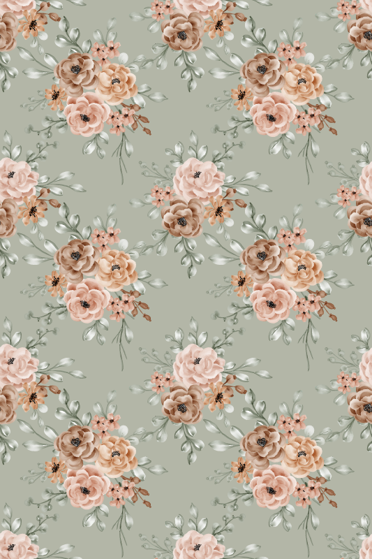 Tappeto vinile vintage rose vintage su sfondo verde menta - TenStickers