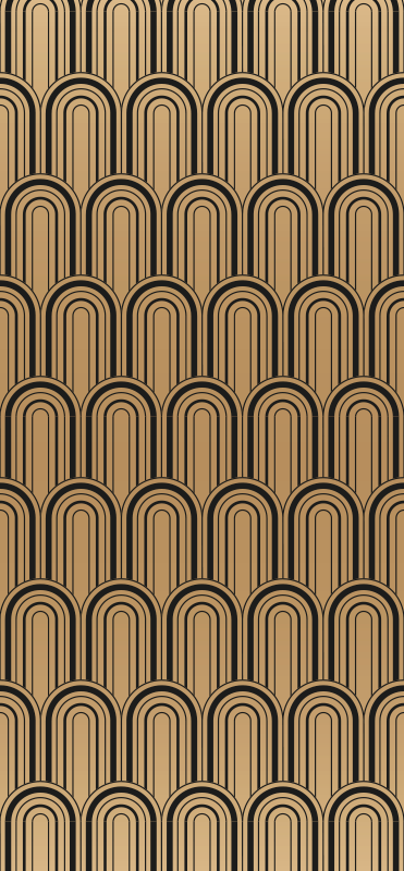 Tappeto vinile vintage motivo decorativo ad arco dorato - TenStickers
