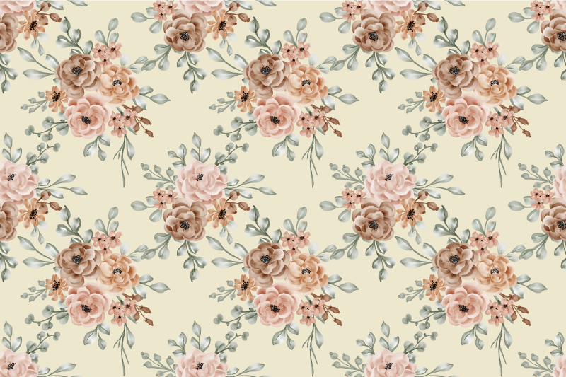 Tappeto vinile vintage rose romantiche dipinto grande - TenStickers