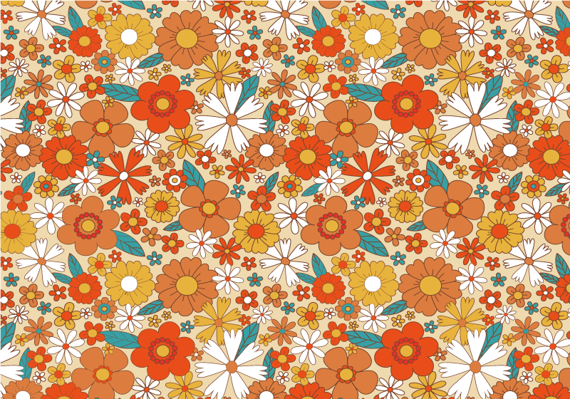 Tappeto vinile vintage fiori multicolori anni '70 - TenStickers