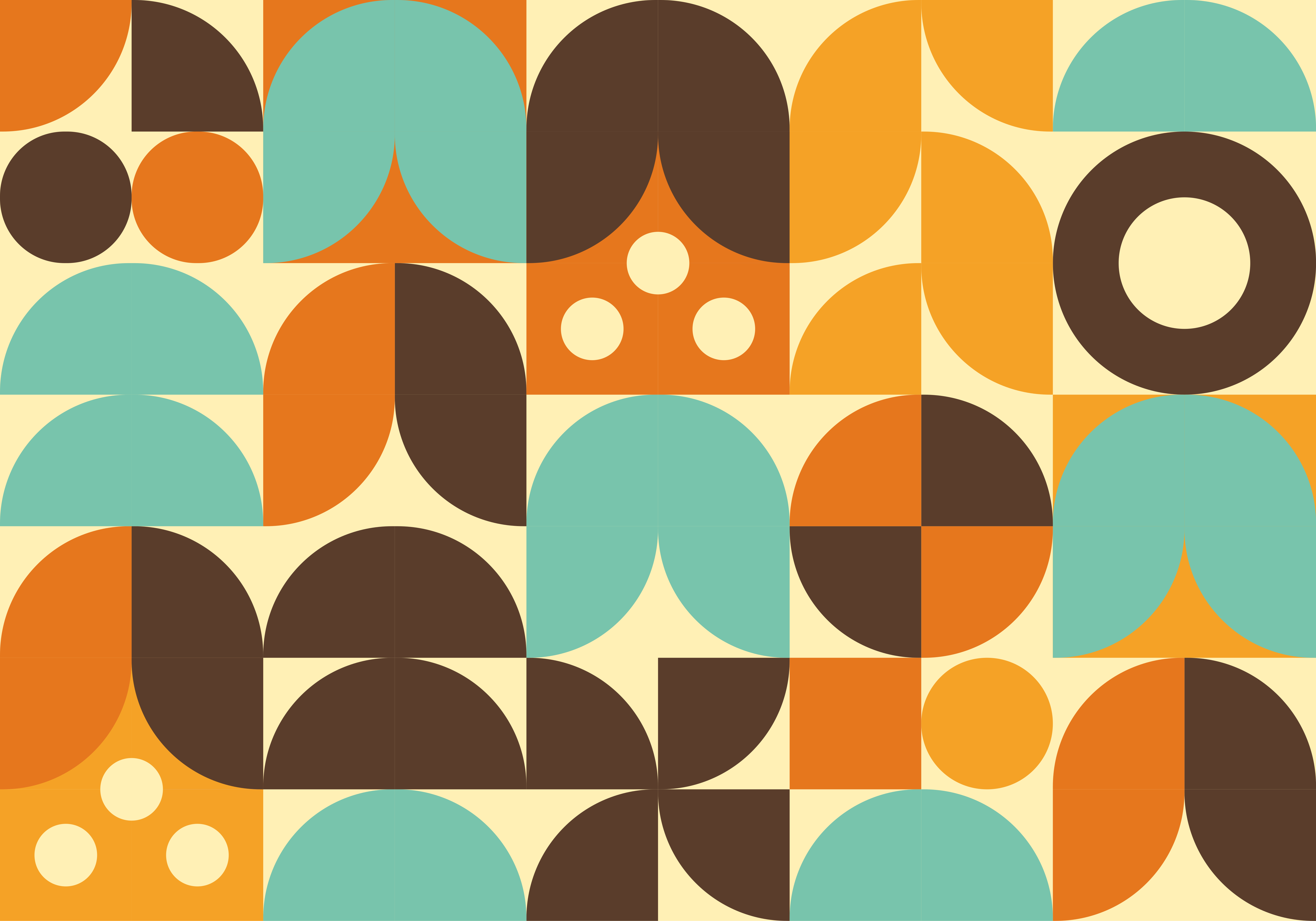 Tappeto vinile vintage forme astratte geometriche anni 70 - TenStickers