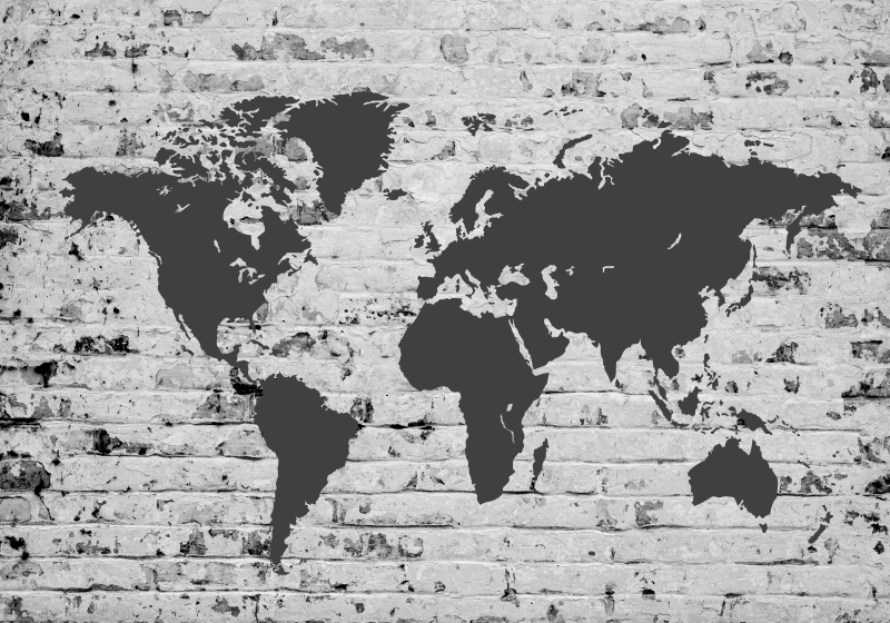 Tappeto vinile mappamondo murale mappamondo bianco - TenStickers