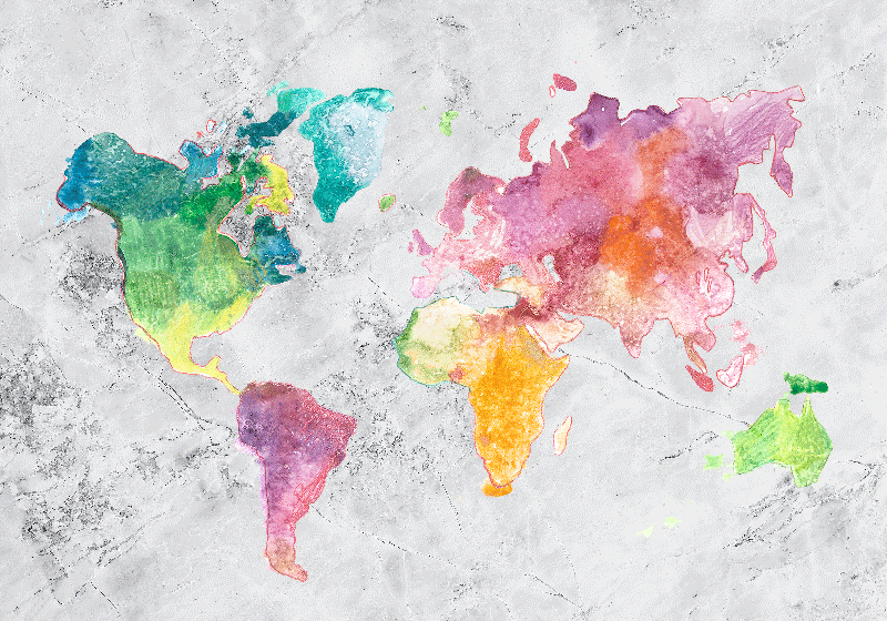 Tappeto vinile mappamondo effetto pietra mappa colorata - TenStickers