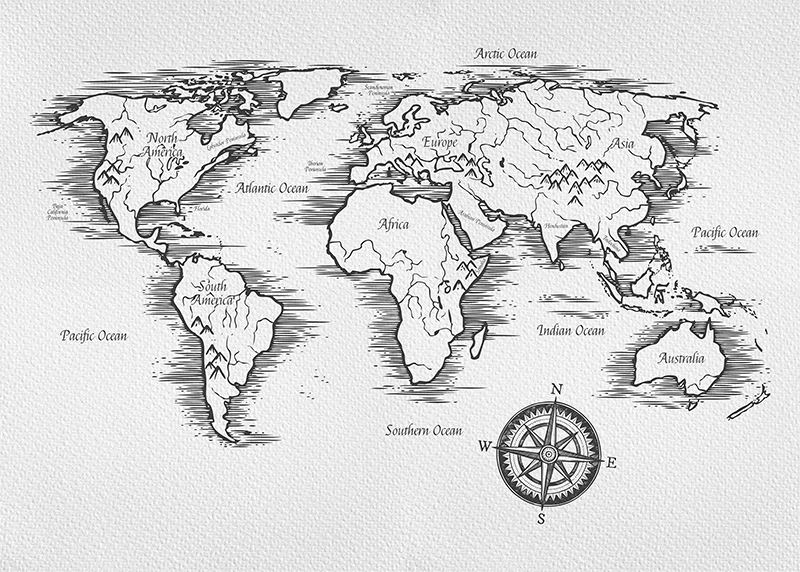 Tappeto vinile mappamondo disegno elegante - TenStickers
