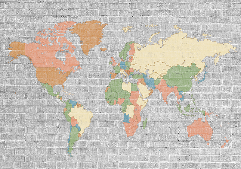 Tappeto vinile mappamondo mappa del mondo vintage pietra - TenStickers