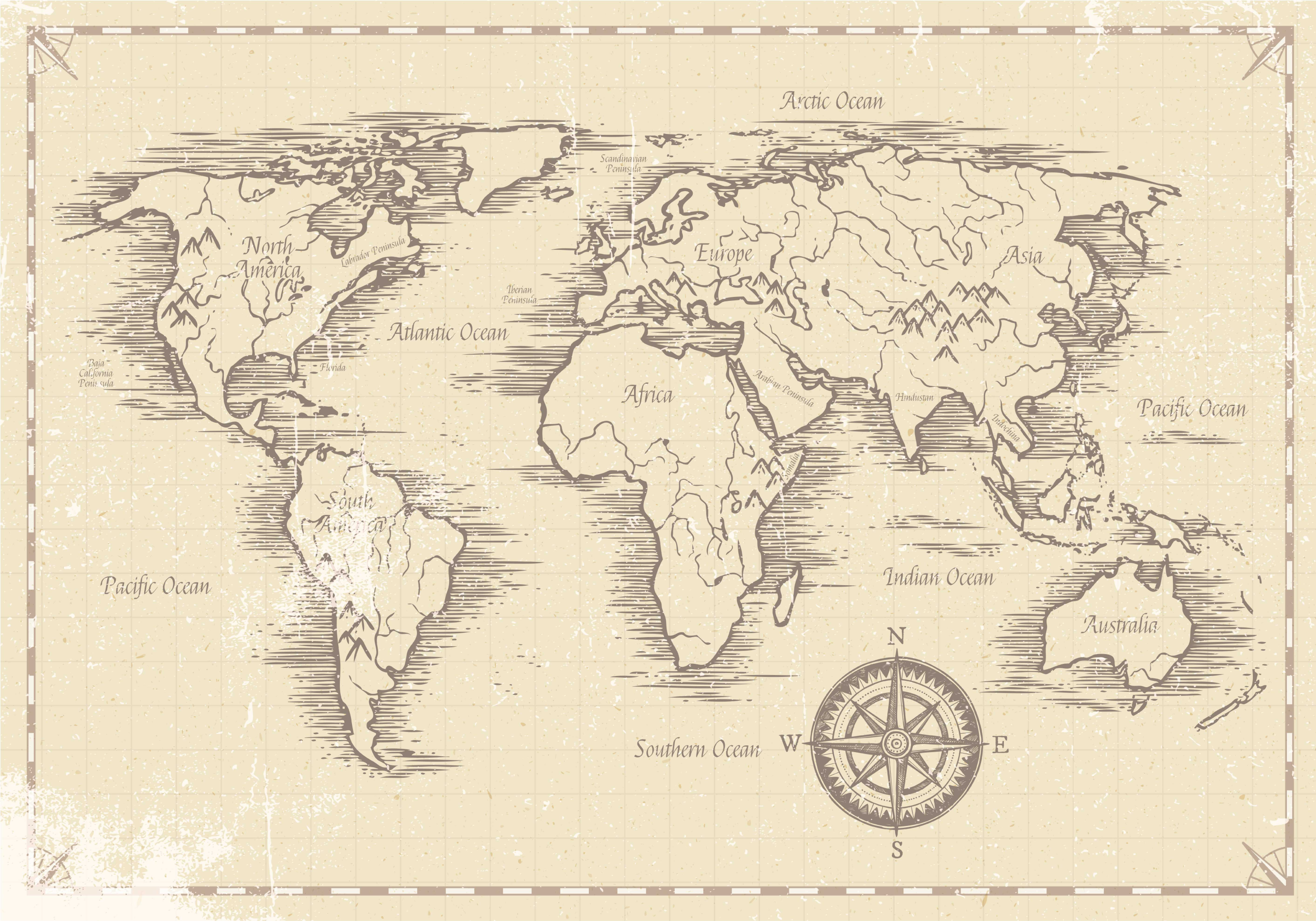 Tappeto vinile mappamondo mappamondo vintage - TenStickers