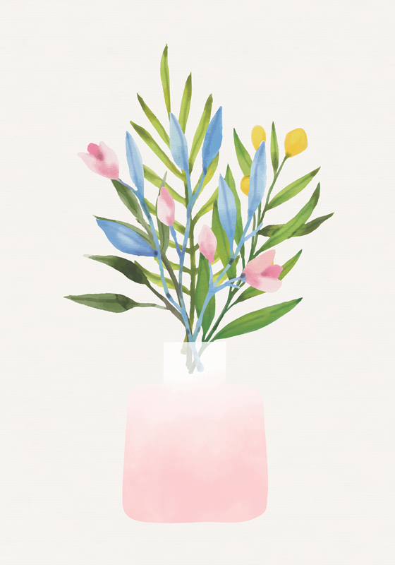 Tappeto vinile fiori fiori in vaso - TenStickers