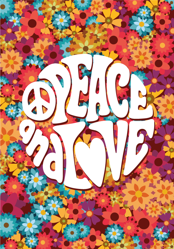 Tappeto vinile fiori pace e amore - TenStickers