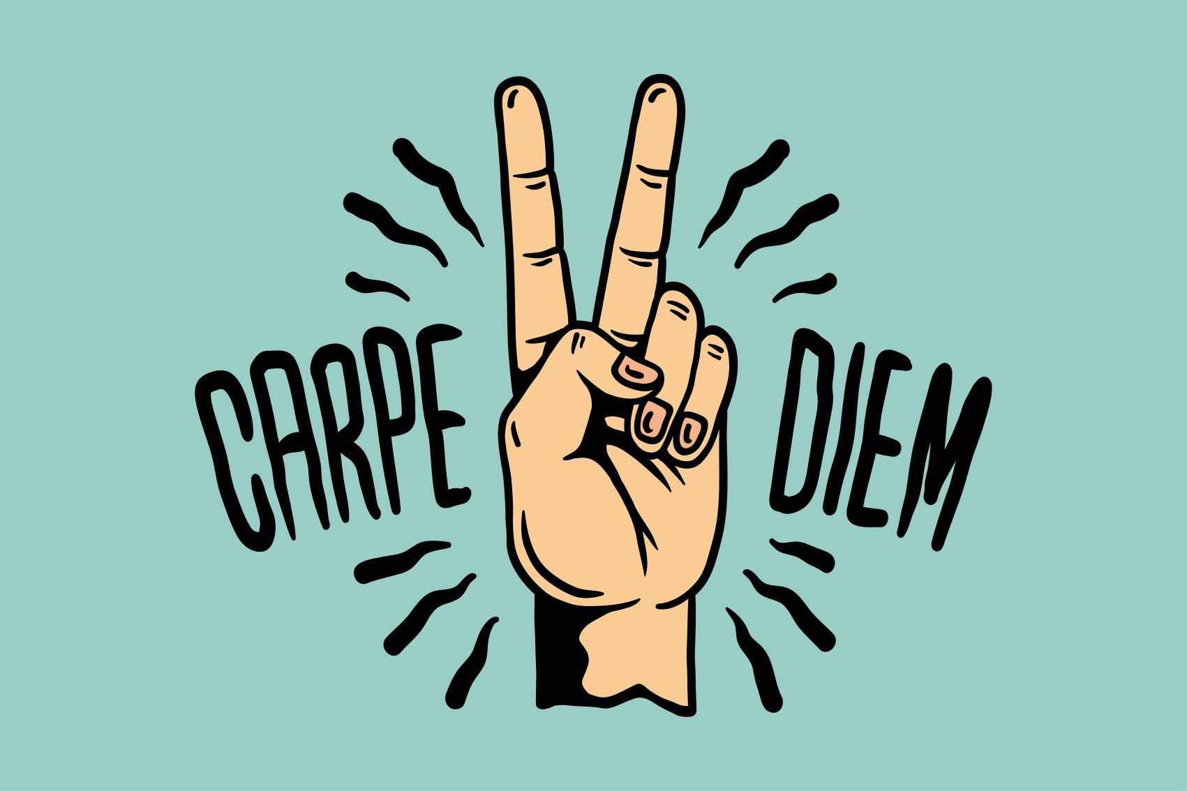 Tappeto vinile frase carpe diem illustrazione mano pace - TenStickers