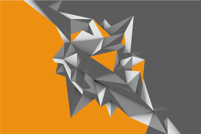 Tappeto vinile geometrico forme astratte grigie e arancioni - TenStickers