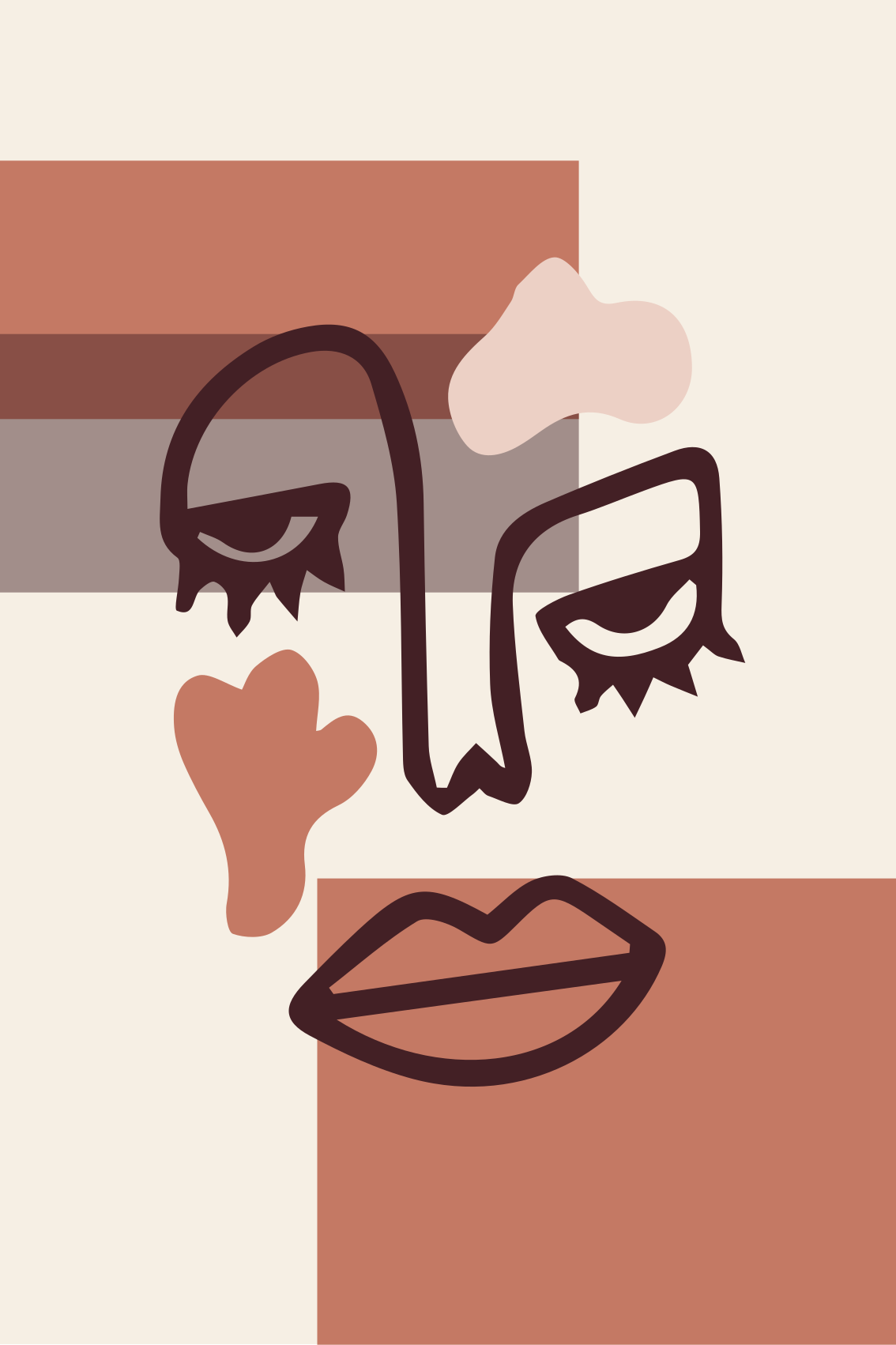 Tappeto vinile geometrico volto di donna astratto - TenStickers