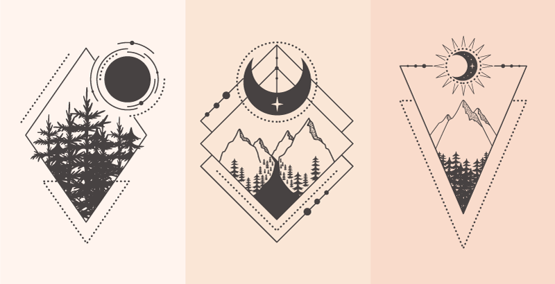Tappeto vinile geometrico albero e luna - TenStickers