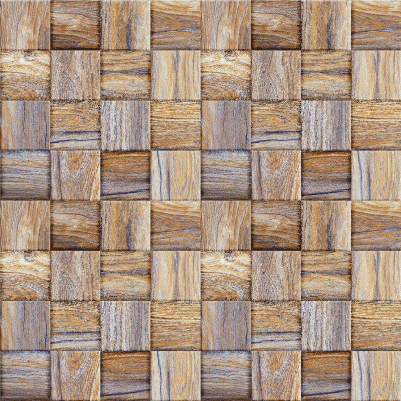 Tappeto vinile geometrico mosaico effetto legno anni 80 - TenStickers