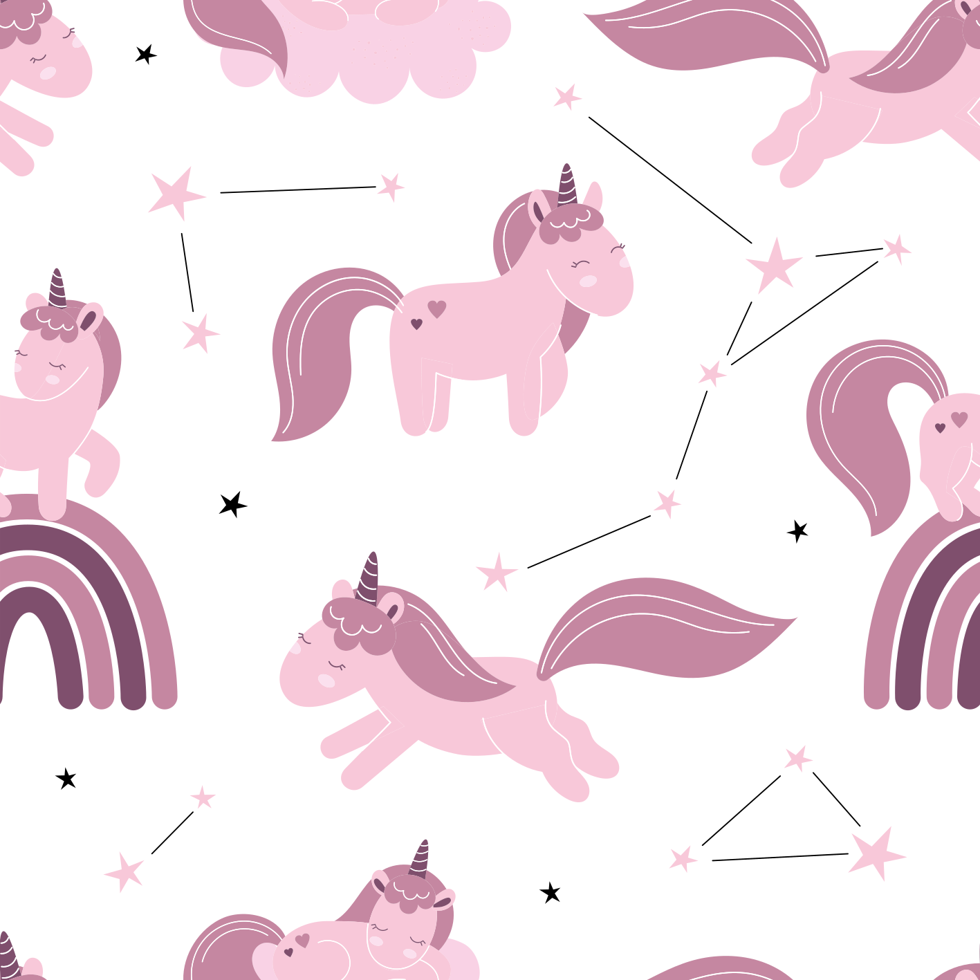 Tappeto vinile per bambini unicorni divertenti e stelle - TenStickers