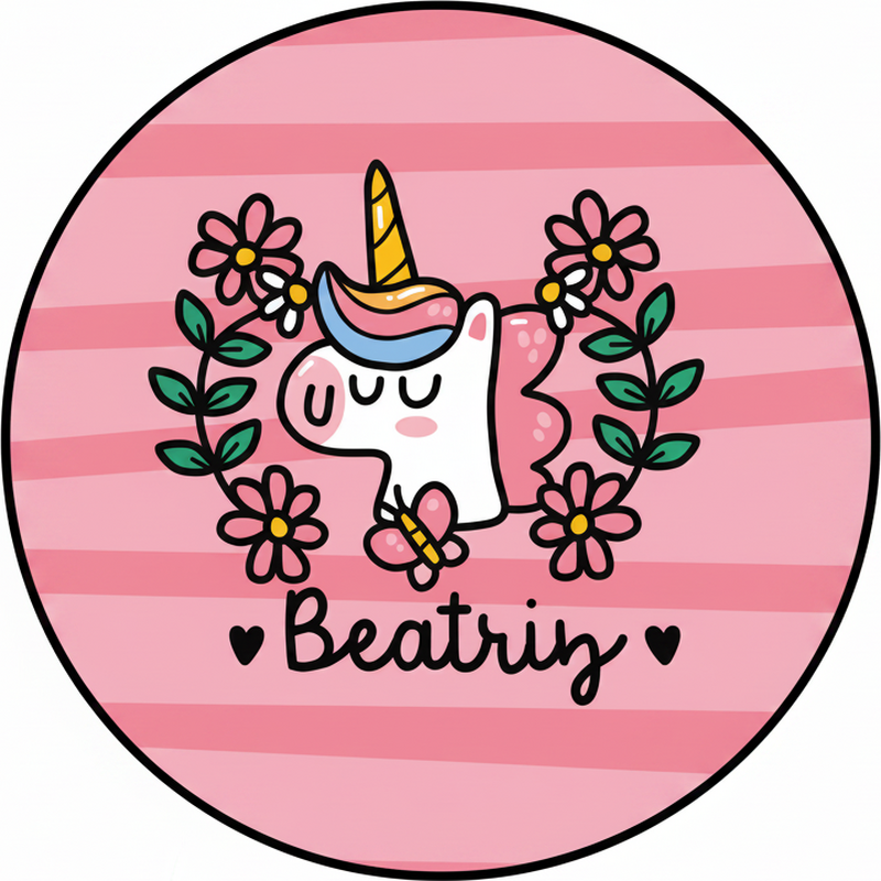 Tappeto vinile per bambini unicorno fiorito carino - TenStickers