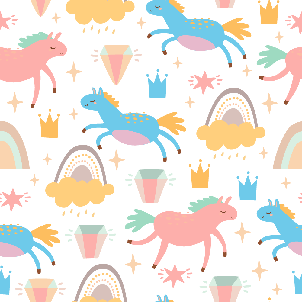 Tappeto vinile per bambini con unicorni e arcobaleni - TenStickers