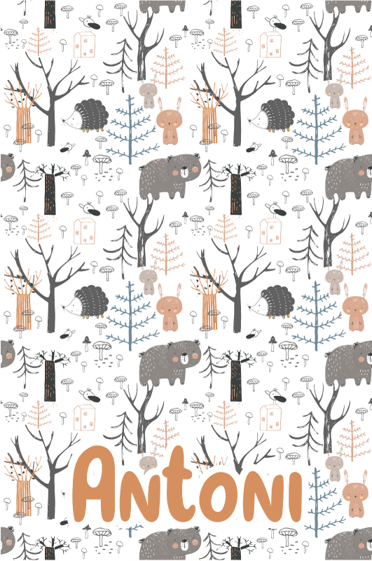 Tappeto vinile per bambini foresta scandinava con animali - TenStickers