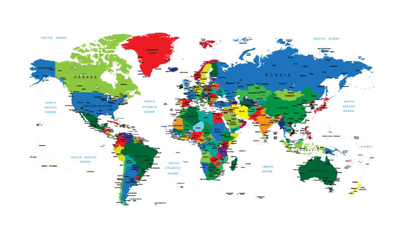 Tappeto vinile mappamondo cartografia politica - TenStickers