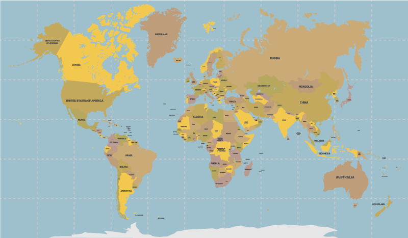 Tappeto vinile mappamondo blu e beige - TenStickers
