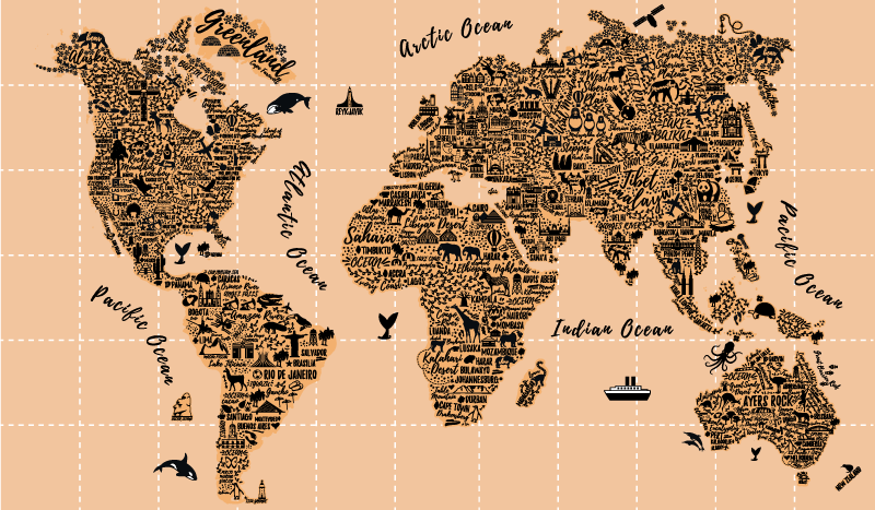 Tappeto vinile mappamondo città - TenStickers