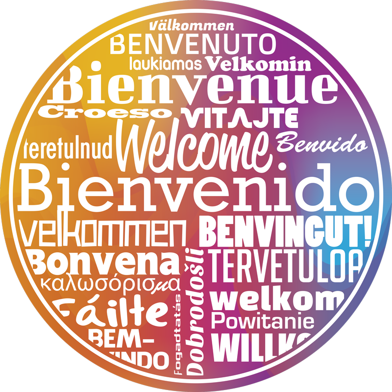Zerbino pvc benvenuto in tutte le lingue - TenStickers