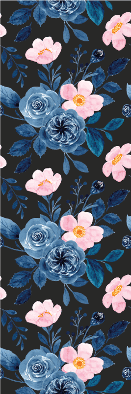 Tappeto in vinile soggiorno motivo blu e rosa su sfondo nero - TenStickers