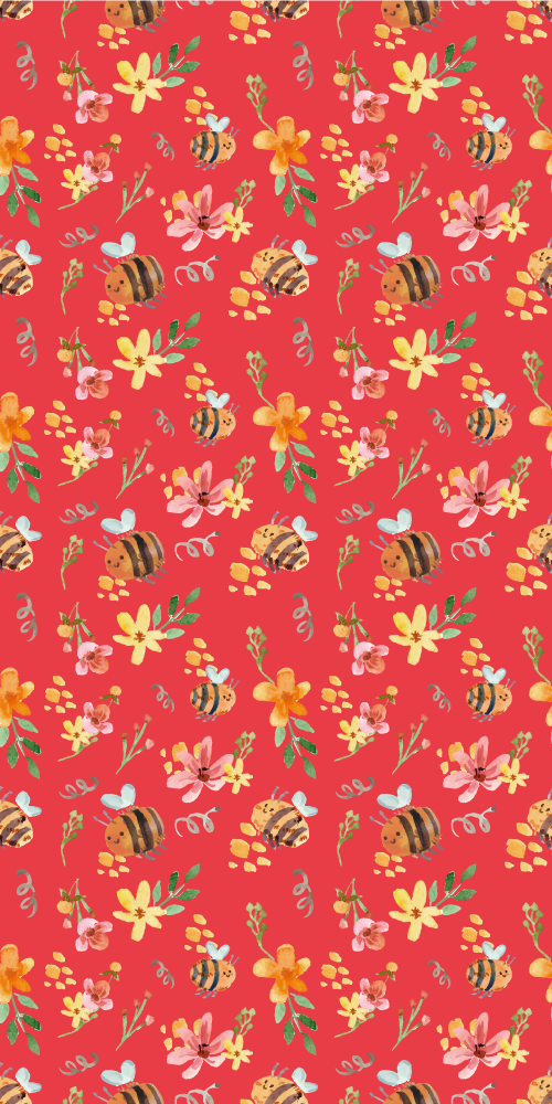 Tappeto in vinile soggiorno retro api e fiori - TenStickers