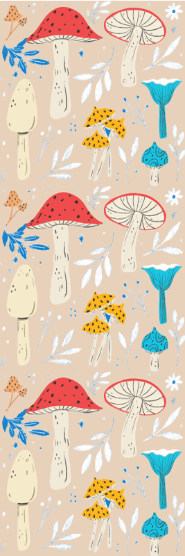 Tappeto in vinile soggiorno funghi classici su sfondo beige - TenStickers