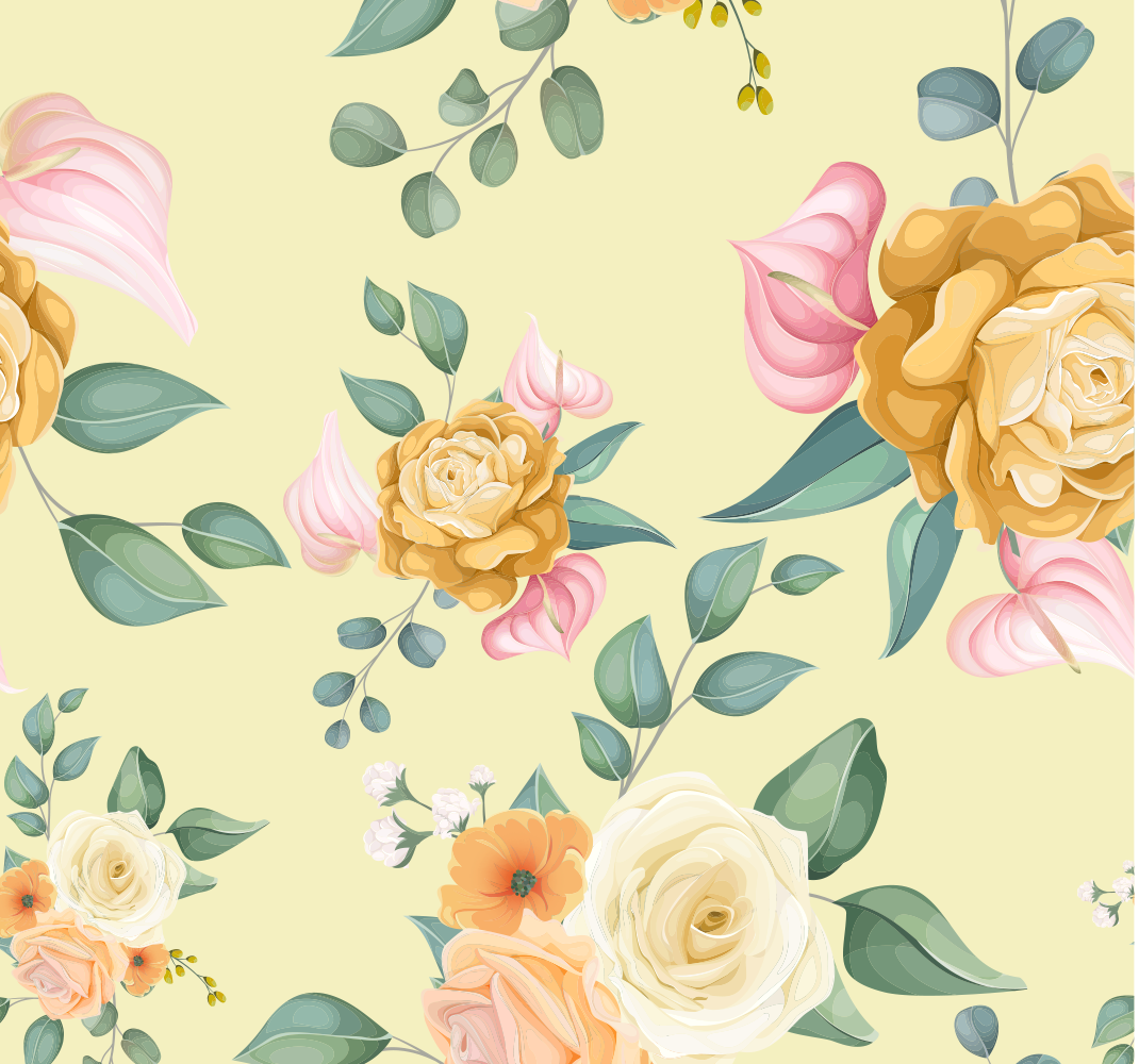 Tappeto in vinile soggiorno rose gialle stile vintage - TenStickers