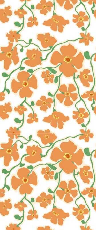 Tappeto in vinile soggiorno fiori margherita arancioni verdi - TenStickers