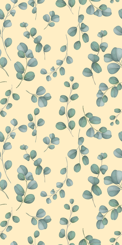 Tappeto vinile beige motivo foglie di eucalipto - TenStickers