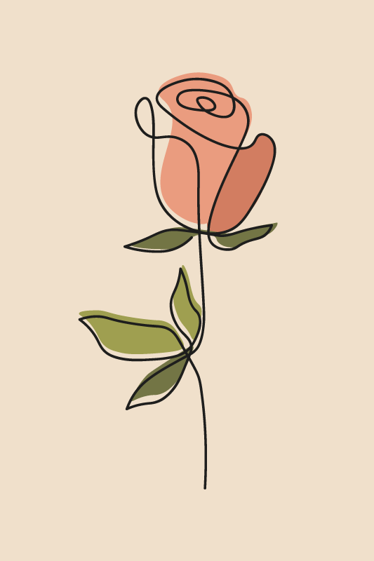 Tappeto vinile beige fiore continuo in linea unica - TenStickers
