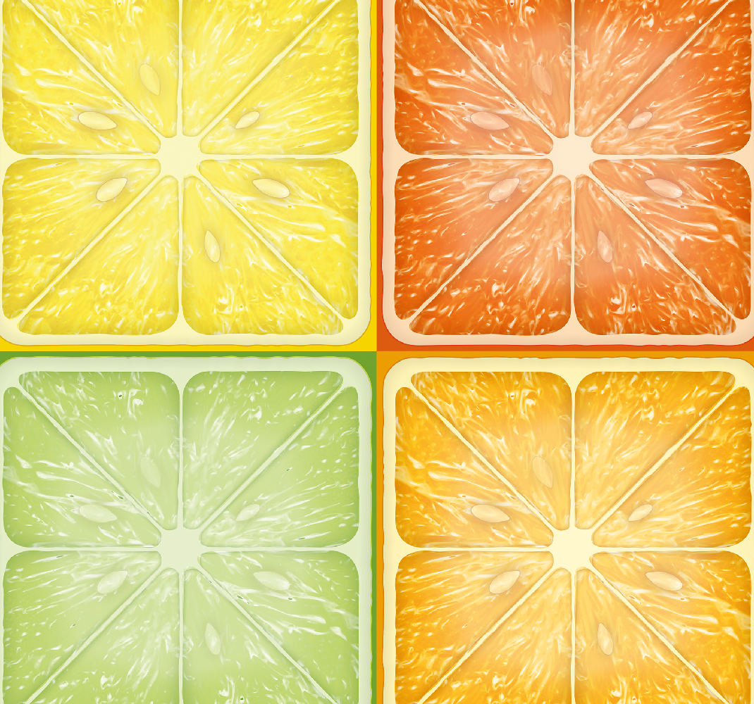 Tappeto vinile giallo texture agrumi colorati - TenStickers