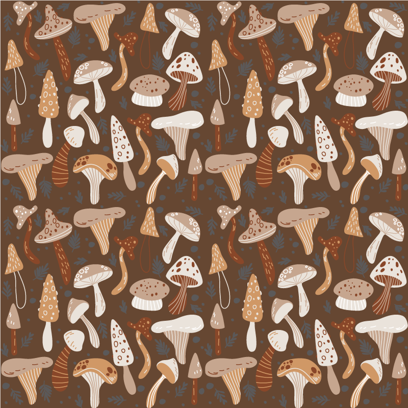 Tappeto vinile marrone funghi di bosco su sfondo marrone - TenStickers