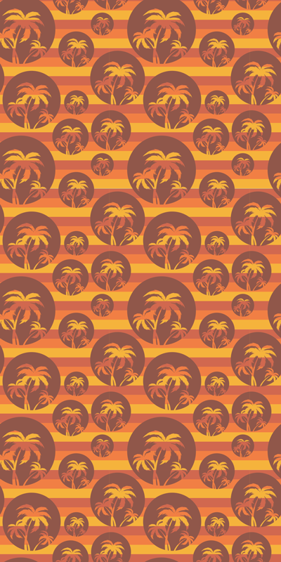 Tappeto vinile marrone tramonto e palme fridge - TenStickers
