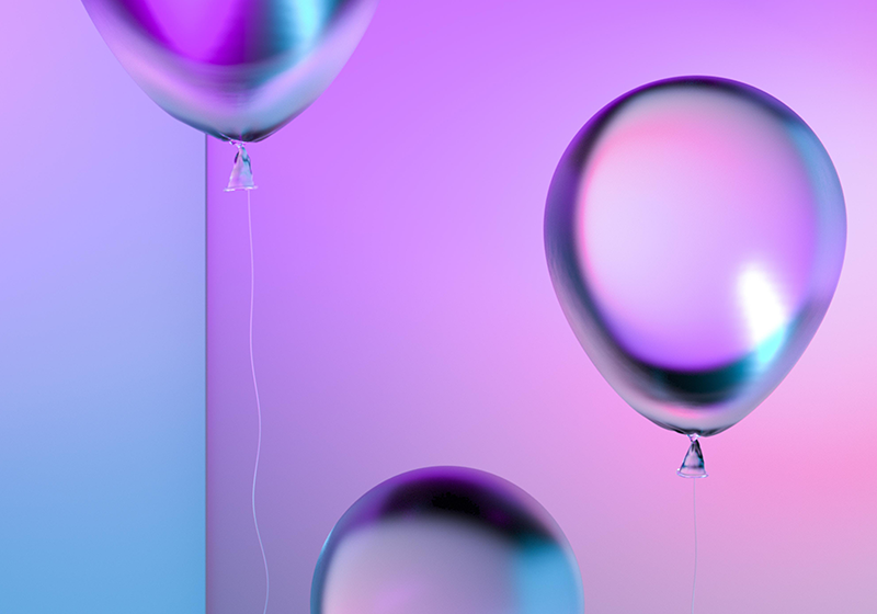 Tappeto vinile viola composizione di palloncini gradiente - TenStickers
