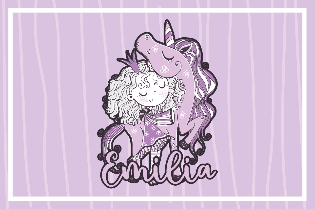 Tappeto vinile viola principessa artistica con unicorno - TenStickers