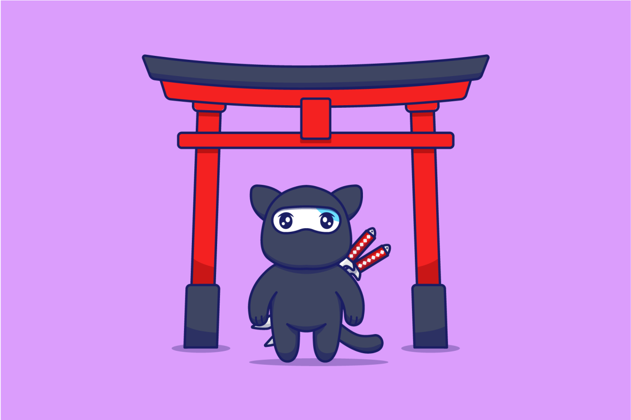 Tappeto vinile viola gatto ninja - TenStickers