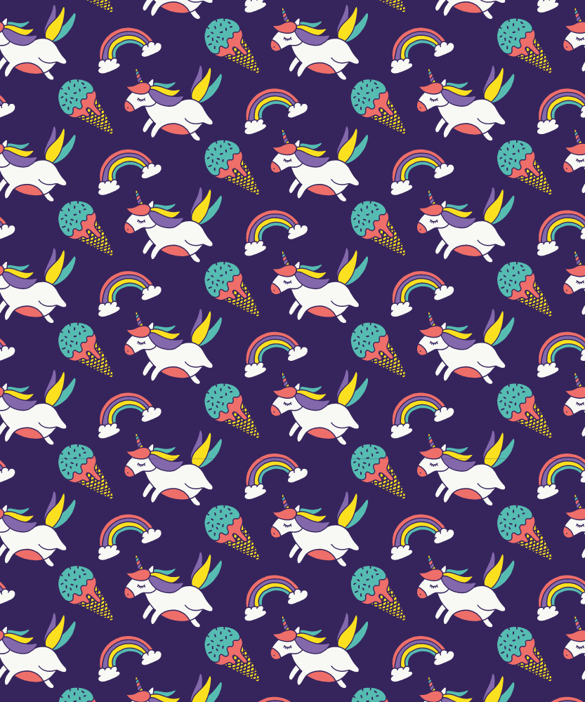 Tappeto vinile viola con motivo unicorno disegnato a mano - TenStickers