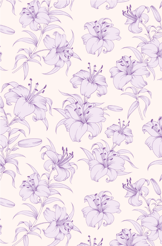 Tappeto vinile viola design floreale gigli in fiore - TenStickers