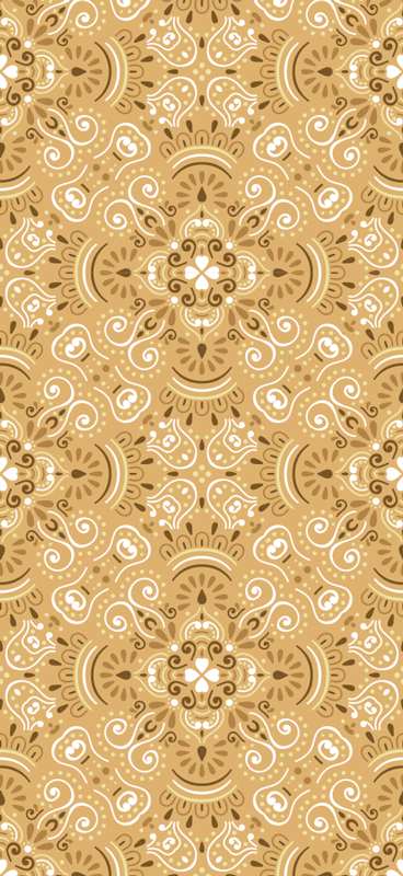 Tappeto vinile arancione motivo ornamentale beige vintage - TenStickers