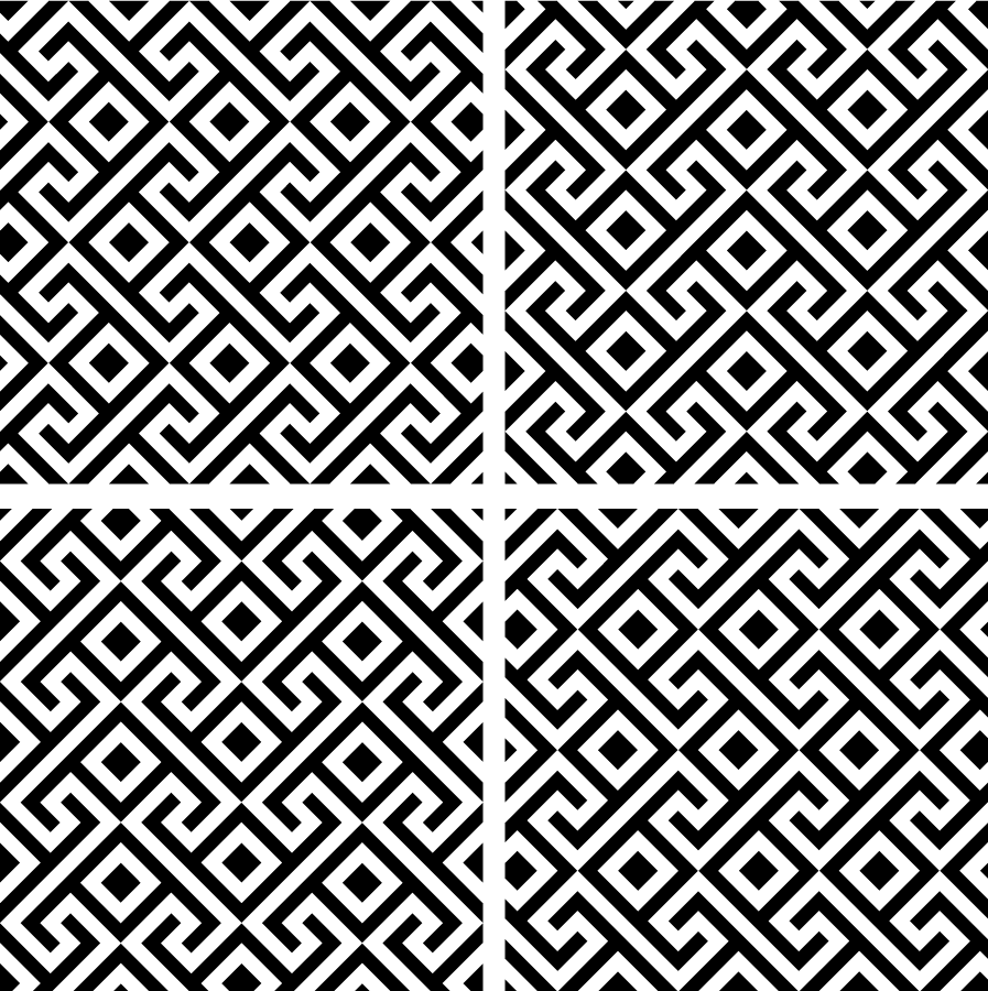 Tappeto vinile nero con motivo geometrico bianco e nero - TenStickers