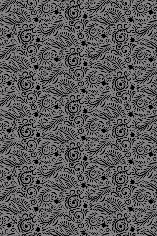 Tappeto vinile nero con motivi a spirale ornate - TenStickers
