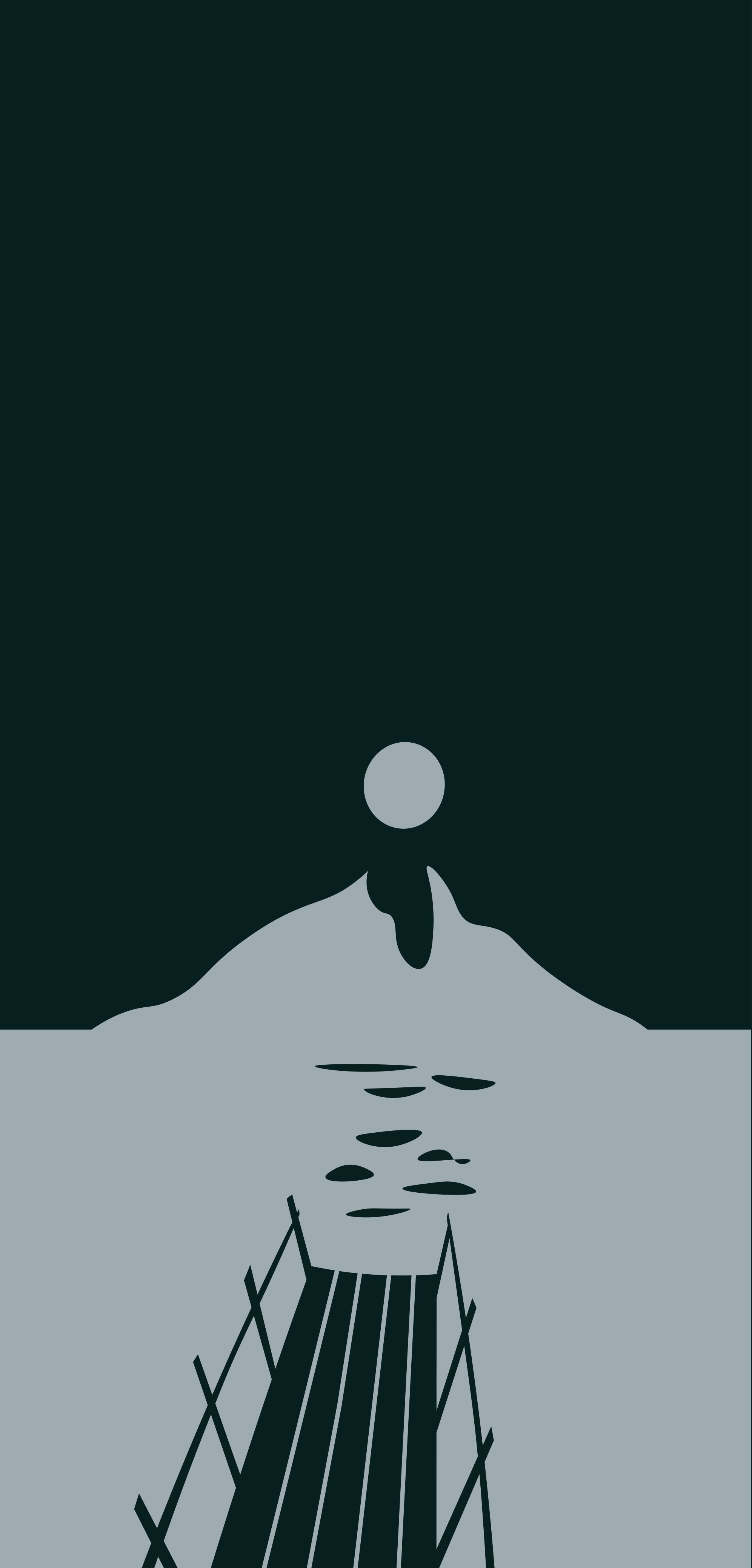 Tappeto vinile nero molo di legno su lago montano - TenStickers