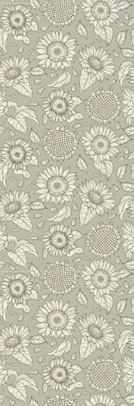 Tappeto vinile verde girasoli grigi - TenStickers