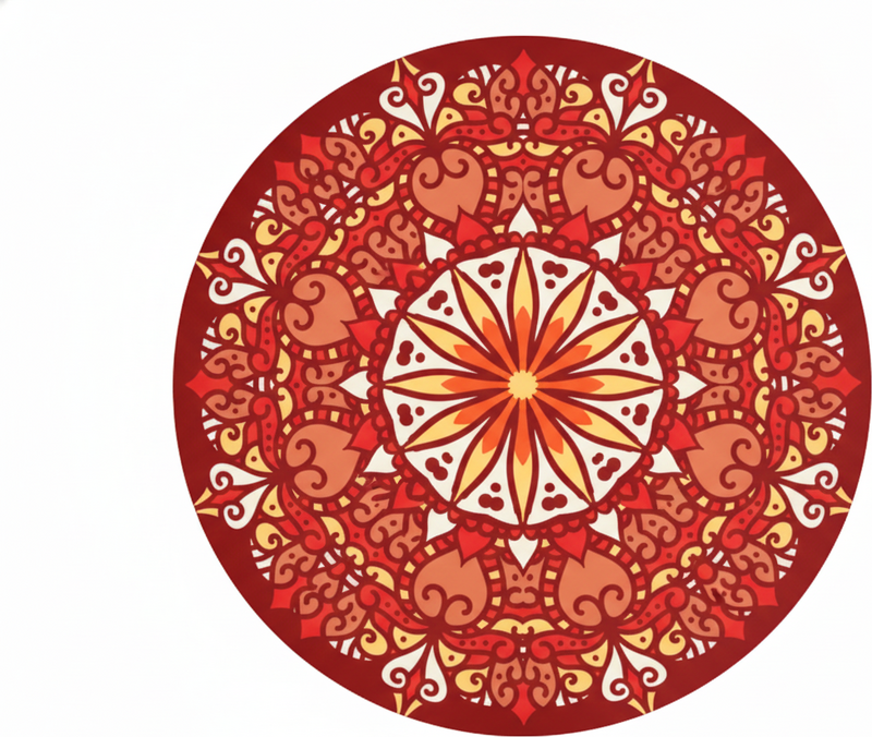 Tappeto vinile rosso mandala ornamentale di lusso - TenStickers