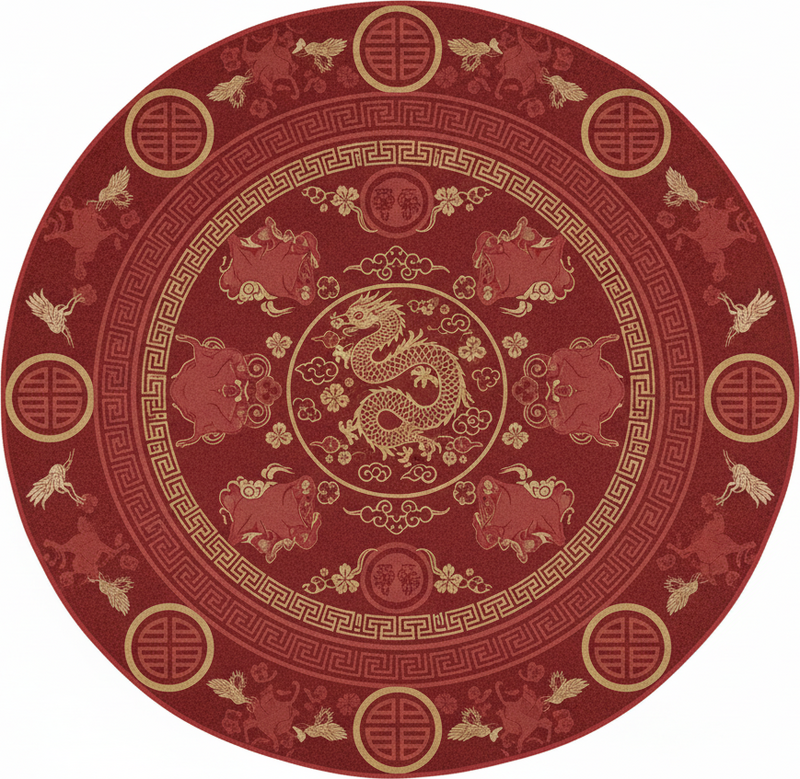 Tappeto vinile rosso con motivo vintage cinese - TenStickers