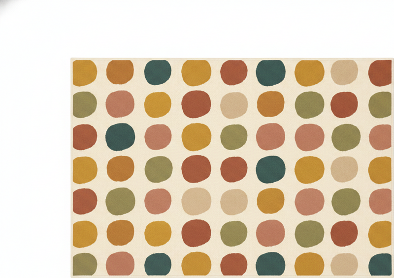 Tappeto vinile rosso motivo a pois colori boho - TenStickers