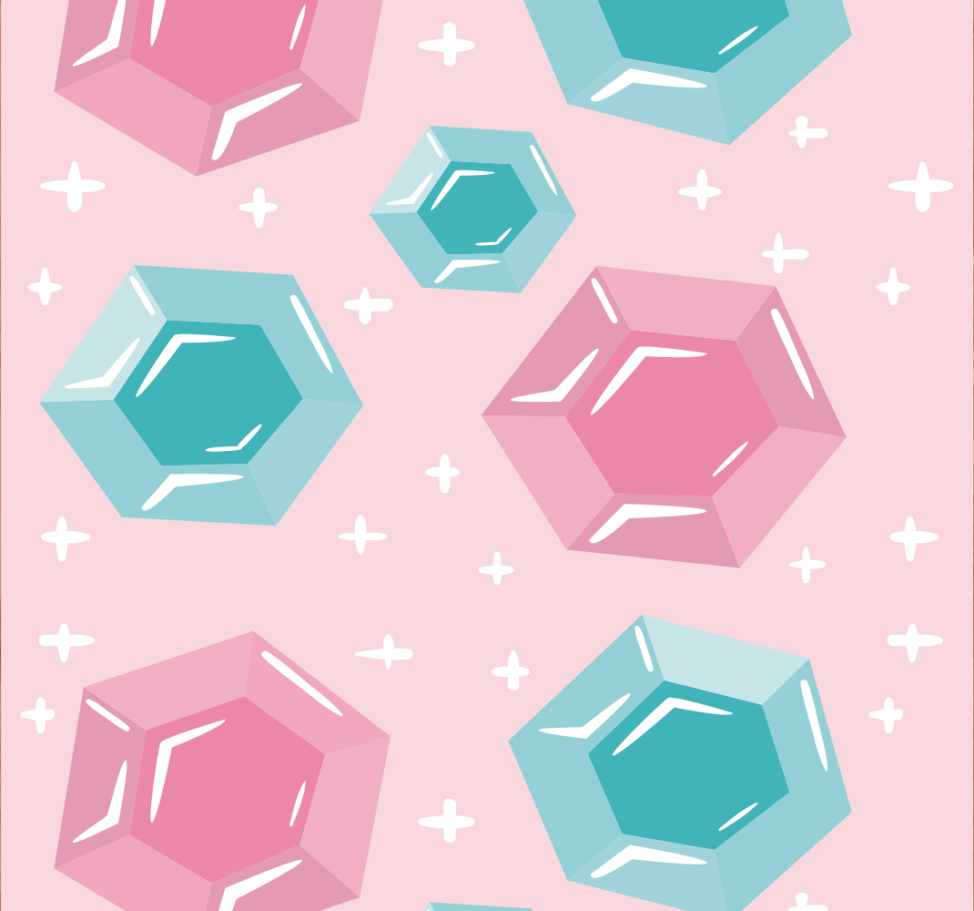 Tappeto vinile rosa gemme geometriche dai toni gioiello - TenStickers