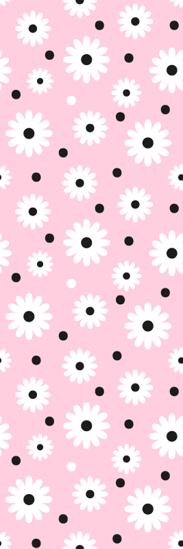 Tappeto vinile rosa motivo fiori a pois neri - TenStickers